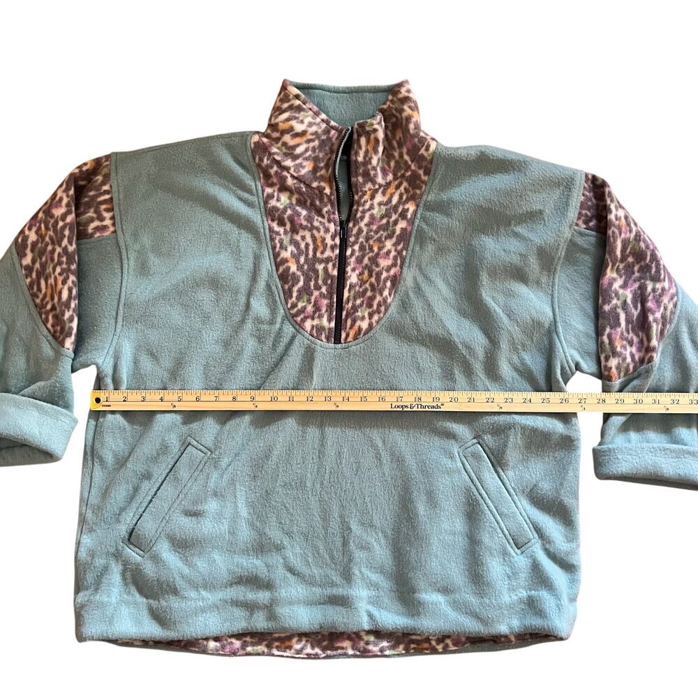 Sierra Pacific Quarter Zip Fleece Womens XL Blue Leopard Print Pullover Jacket - Picture 4 of 5